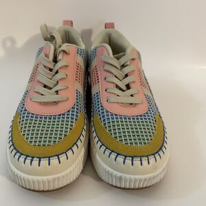 Nicole Miller New York BRITA Woven Mixed Media‎ Platform Sneakers Womens Size 8